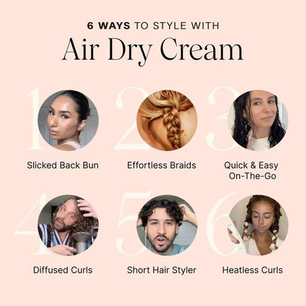 JVN No Heat Complete Air Dry Cream, 2 Fl Oz, Travel Size, Hair Smoothing Cream Enhances Your Natural Texture, Curl Cream and Wavy Hair Products, Silicone Free