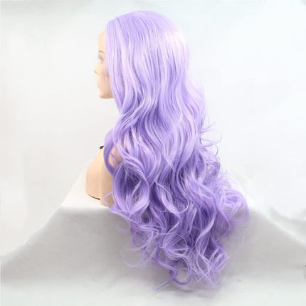 Lilac Purple Lace Front Wigs for Women Soft Wavy Lavender Purple Hair Wig with Natural Hairline Realistic Mix Color Long Purple