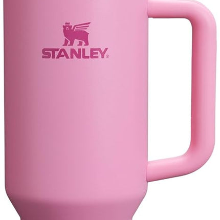 Vaso Stanley Quencher H2.0 con asa y pajita, 40 oz, tapa Flowstate de 3 posiciones, compatible con el portavasos para viajes, vaso térmico de acero inoxidable, sin BPA, Peony