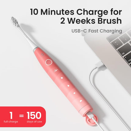 Oclean Electric Toothbrush for Adults, 150 Days Battery Life Electric Toothbrush, USB Rechargeable Sonic Travel Toothbrush with 6 Brush Heads & Travel Case, 5 Modes and Smart Timer