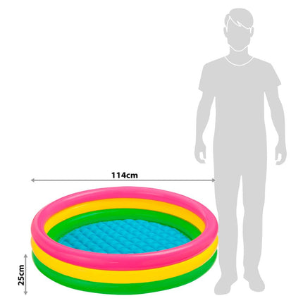 INTEX 57412NP - Sunset Glow Pool, 3-Ring, W/Infl. Floor, Ages 2+, Size 1.14mx25cm