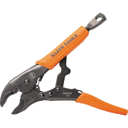 Klein Tools 38602 Curved Jaw Locking Pliers with Quick Release Handles, Intuitive Thumb Knob, High Torque and Gripping Power, 10-Inch