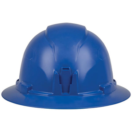 Klein Tools 60249 Hard Hat, Non-Vented, Full Brim Style, Padded Self-Wicking Odor-Resistant Sweatband, Tested up to 20kV, Blue