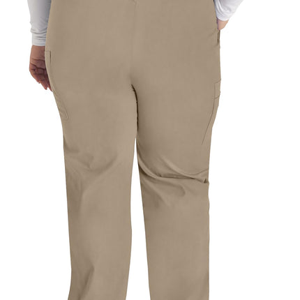 Dickies EDS Signature Scrubs for Women, Elastic Waist Pull-On Cargo Pants for Women in Soft Brushed Poplin 86106, Dark Khaki, X-S Petite