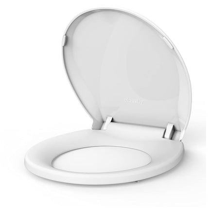Round Toilet Seat Cover with Soft Close - Easy to Install, White Bathroom Toilet Seat Made of Tough PP Material