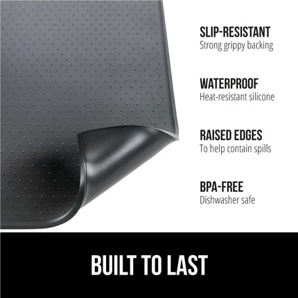 GORILLA GRIP Silicone Coffee Mat, Espresso Machine Bar Accessories, Keep Kitchen Counters Clean, Stays in Place, Waterproof and Heat Resistant Dish Drying Mats, Home Decor Essentials, 11.5x18.5, Black