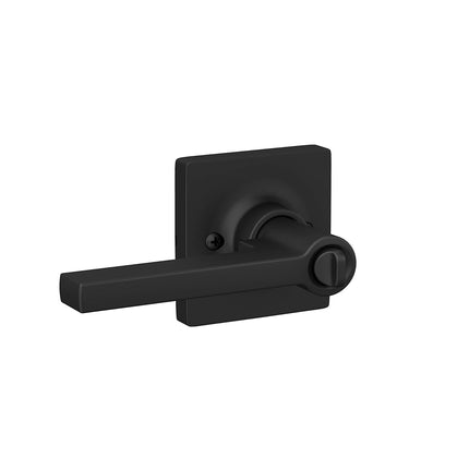 Lock Scout Straight Lever with Square Trim Keyed Entry Door Handle, Matte Black Finish, 4 Pack