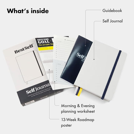 BestSelf Self Journal 13-Week Productivity Journal with Prompts, Undated Planner and Guided Journal for Women and Men, Grey Mist