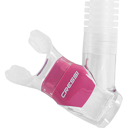 Tuba Cressi Dry - Tuba sec haut de gamme unisexe pour la plongée/apnée/snorkeling, Transparent/Rose, Taille unique
