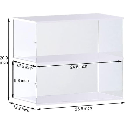 Choowin 2-Layer Acrylic Display Case for 1/8 Scale Diecast Model Car Display Case for Lego 42083 42115 42143 Display Case for Collectibles Figures Toy Assemble Dustproof Display Box with Door(White)