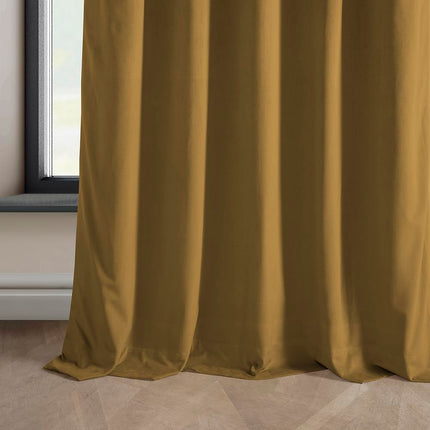 HPD Half Price Drapes Heritage Plush Velvet Curtains 96 Inches Long Room Darkening Curtains for Bedroom & Living Room 50W x 96L, (1 Panel), Retro Gold