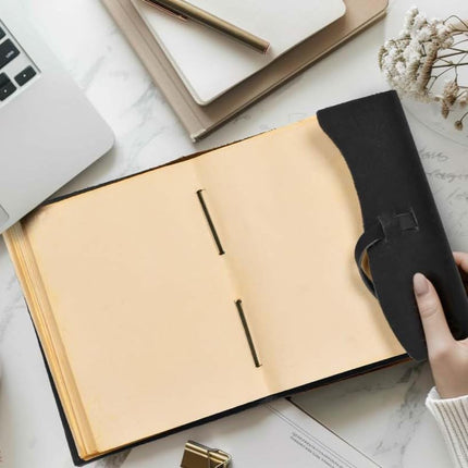 LEATHER VILLAGE Leather Bound Journal - Black, 8"X6", 220 Pages