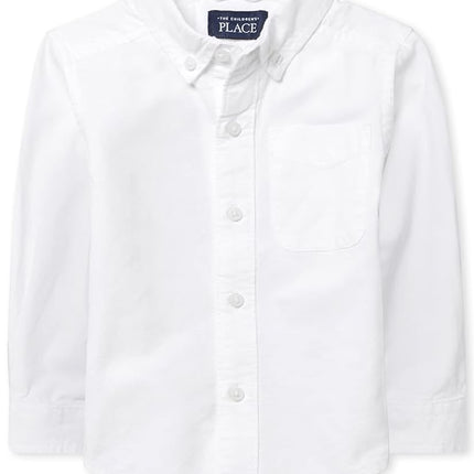 The Children's Place Baby-boysUniform Solid Long Sleeve Oxford Shirt Long-Sleeve School Uniform Button Down Shirt - White - 18-24 Months