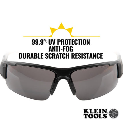 Safety Glasses, Professional PPE Protective Eyewear with Semi Frame and Gray Lens, Scratch Resistant and Anti Fog Klein Tools 60162