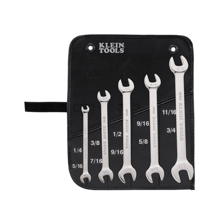 KLEIN TOOLS 68450 Open End SAE Wrench Set, 5-Piece with Rolling Pouch