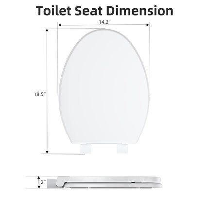 Toilet Seat,Elongated Toilet Seat with Quiet-Close, Quick-Attach Hardware with Grip-Tight Bumpers, Quick-Release Design,Slow-Close Toilet Seat, Full Flat White