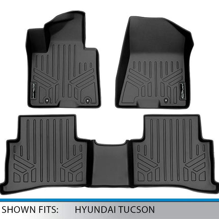 SMARTLINER Custom Fit All weather Floor Mats 2 Row Liner Set Black for 2020-2021 Hyundai Tucson