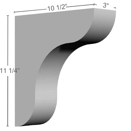 Ekena BKT03X10X11FE 3" W x 10 1/2" D x 11 1/4" H Federal Bracket, Primed