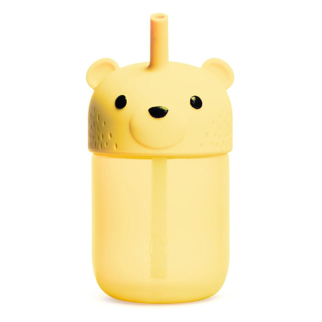 Munchkin Gentle Transition Honey Bear Straw Cup for Babies and Toddlers 6 Months and Up, Squeezable Sippy Bottle for Easy Drinking, 9 Ounce, Yellow