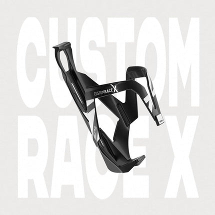 Elite Custom Race X Bottle Cage Black Skin Black Graphic – Ultra Lightweight Side-Entry Bike Bottle Holder 28.5g – Self-Adjusting Fibre-Reinforced – For Road Bike, MTB & Gravel Cycling