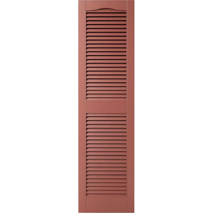 Ekena Millwork Lifetime Vinyl LL1S12X06400RD Standard Cathedral Top Center Mullion, Open Louver Vinyl Shutters, w/Installation Shutter-Lok's & Matching Screws (Per Pair), 12"W x 64"H, Burgundy Red