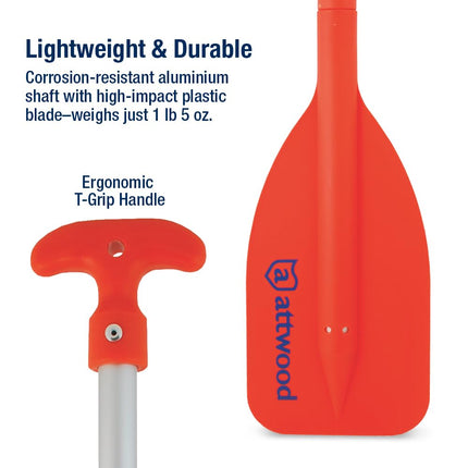 Attwood 11826-1 Emergency Telescoping Paddle for Boating, Collapsible, 24-inch to 54-inch, Orange