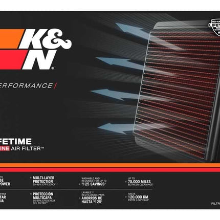 K&N Replacement air filter compatible with Land Rover Discovery V 2.0 2017- & Range Rover Sport 3.0 2016-2018 & Range Rover Sport 2.0 petrol 2019- (33-5093)