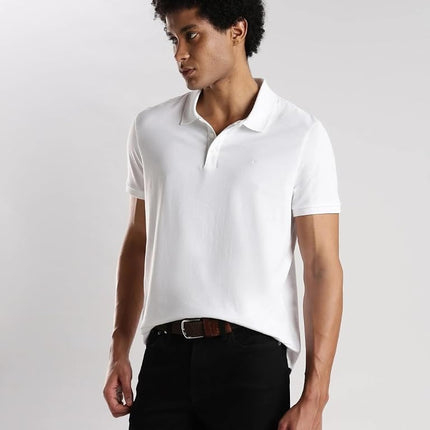 Calvin Klein Men's Monogram Pique Short Sleeve Cotton Polo Shirt, Bright White, XXL