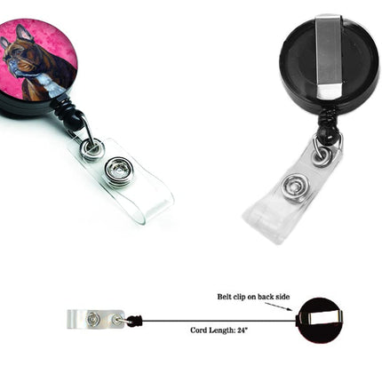 Caroline's Treasures Pink French Bulldog Retractable Badge Reel, Multicolor (LH9385PKBR)
