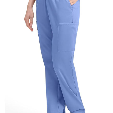 Dickies EDS Signature Scrubs for Women, Elastic Waist Pull-On Cargo Pants for Women in Soft Brushed Poplin 86106, Ceil Blue, S Petite