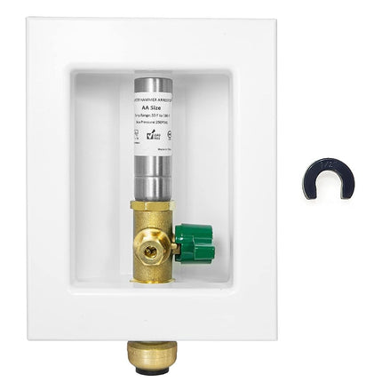 Boîte de dérivation EFIELD Push-fit pour machine à glaçons, raccord Push-Fit 1/2 pouce avec amortisseur de coup de bélier en acier inoxydable, vanne à boisseau sphérique 1/4 de tour installée (IM015)