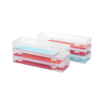 novelinks Plastic Clear Storage Containers for Organizing, Craft Storage Organizers and Stackable Storage Bins with Lids for Pencil Box, Bead, Cookie Cutter, Board Game (6 Pack Large)