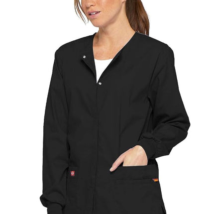 Dickies EDS Signature Scrubs for Women, Snap Front Scrub Jacket in Soft Brushed Poplin 86306, Black, 5XL Plus