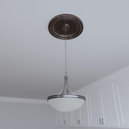 Ekena Millwork 16"OD x 3 1/2"ID x 1 3/8"P Traditional Thermoformed PVC Ceiling Medallion (Fits Canopies up to 9 1/2"), Metallic Copper
