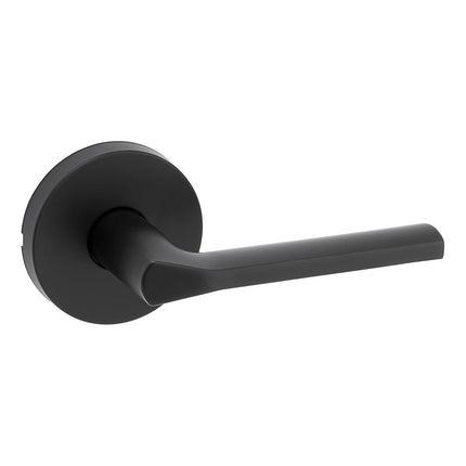 Kwikset Lisbon Interior Passage Door Handle, Round Lever for Closet and Hallway Doors, Reversible Non-Locking Handle Lever, Matte Black, with Microban Protection