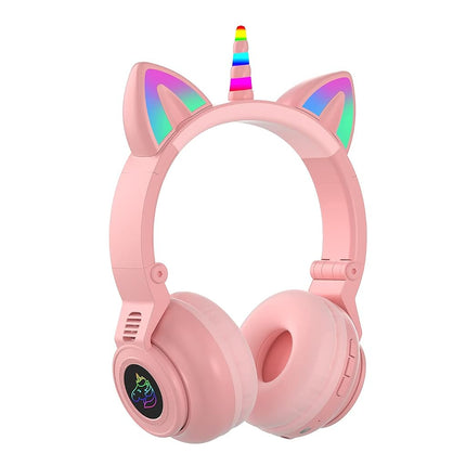 Unicorn Kids Headphones,Unicorn Bluetooth Headphones Foldable for Girls Boys Toddlers Phones pad/Amazon fire/Tablet,Light Up Kids Wireless Headphone Birthday Gifts (Pink)