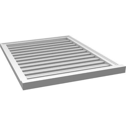 30"W x 38"H Rectangle Surface Mount PVC Gable Vent: Functional, w/ 2"W x 2"P Brickmould Sill Frame