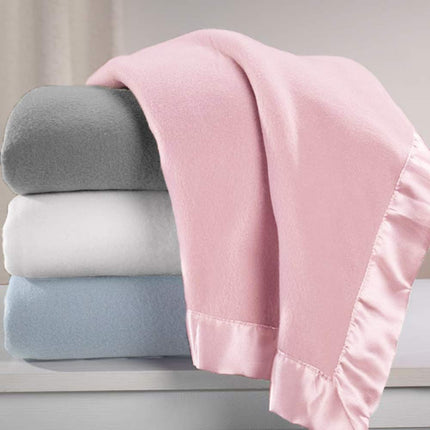 TL Care Fleece Blanket with Satin Trim, Blue, 3/8", for Boys and Girls