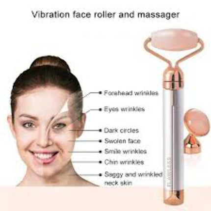 Finishing Touch Flawless Contour Rouleau et Masseur Facial Vibrant, Quartz Rose