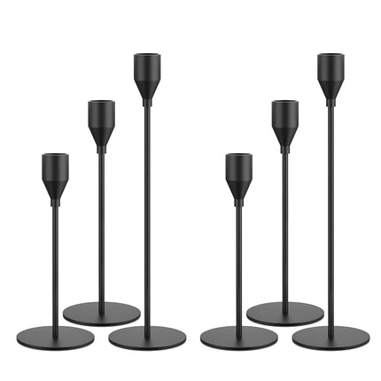 Matte Black Candle Holders for Taper Candles, Set 