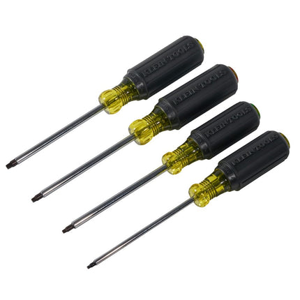 Klein Tools 85664 Screwdriver Set, Made in USA, Square Recess with Color Coded Handles and Heat Treated, Chrome Plated Shafts, 4-Piece