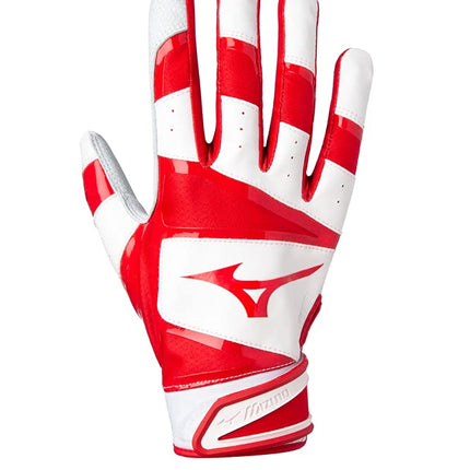 Mizuno B-303 Adult Baseball Batting Glove, White-Red, XX-Large