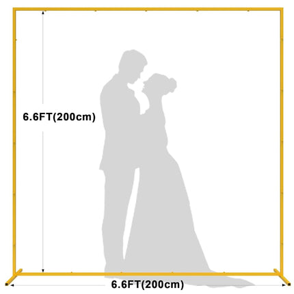 Wedding Arch Backdrop Stand, 6.6x6.6 FT Gold Wedding Arches for Ceremony Square Metal Balloon Arch Stand Garden Arbor Frame for Wedding Birthday Party Baby Shower Photo Booth Background Decoration