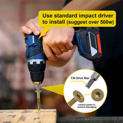FMhotu #12 x 2-1/2" Trailer Deck Screws, Self-Tapping Sheet Wood Metal Screw, 286Pcs T25 Star Bits Reamer Tek Screws for Trailers, for Attaching Wood to Steel