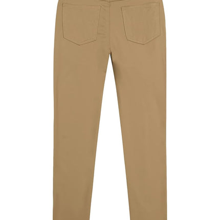 Izod Boys' School Uniform Twill Pants, Flat Front & Comfortable Waistband with 5 Pockets, Burnished Khaki 5-Pocket, 10 Husky