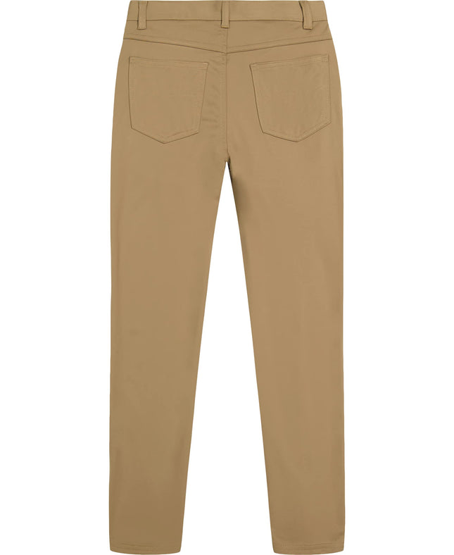 Izod Boys' School Uniform Twill Pants, Flat Front & Comfortable Waistband with 5 Pockets, Burnished Khaki 5-Pocket, 16 Husky