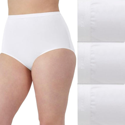 Ropa interior de algodón elástico Bali para mujer, braguita de corte ajustado, cobertura total, paquete de 3, blanco/blanco/blanco, 9 (paquete de 3)