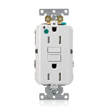 Leviton GFTR1-HGW 15A-125V Extra-Heavy Duty Hospital Grade Tamper-Resistant Duplex Self-Test GFCI Receptacle, 15-Amp, White