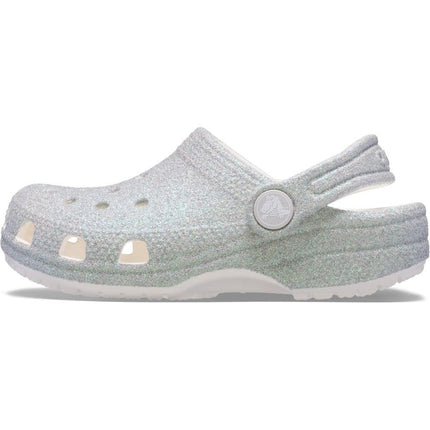 Crocs Unisex Kids Clog, Classic Iridescent Glitter Clog K, White, 4 UK Child