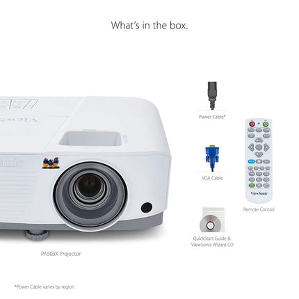 ViewSonic PA503X Projector, 4000 ANSI Lumen, XGA 1024x768, 22.000:1 Contrast Ratio, Up to 300-Inch Image, HDMI, Vertical Keystone +/-40°, 2W Speaker